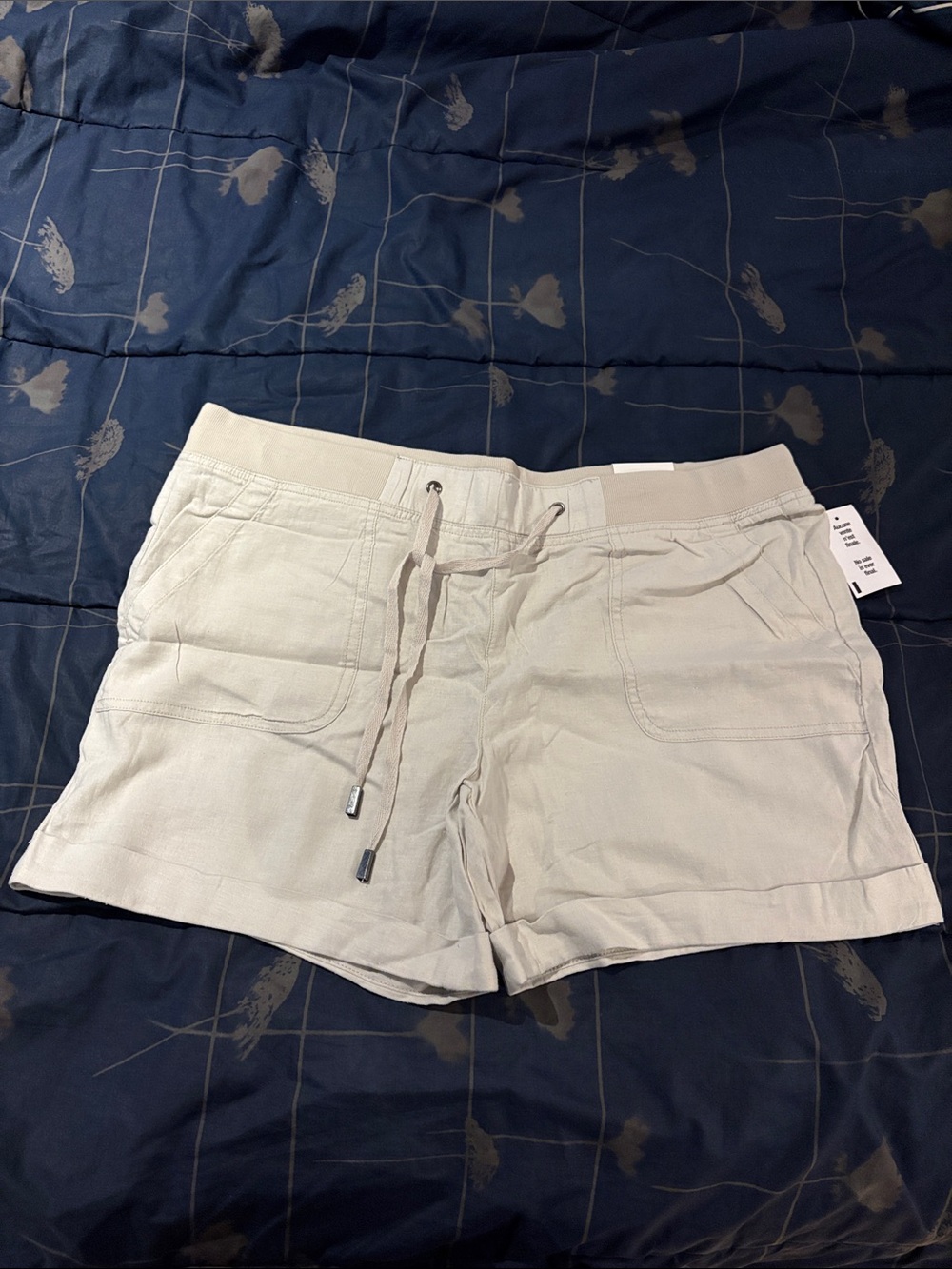 NWT Ricki's Beige/ Stone Drawstring Linen Women’s Shorts - size 12